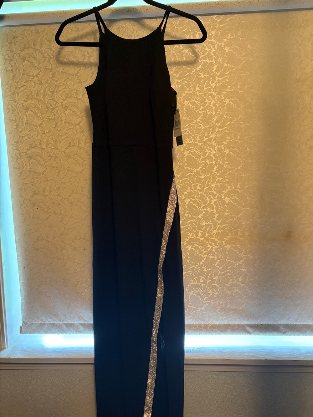 BCX Black Maxi Dress with rhinestones   JR size XS NWT